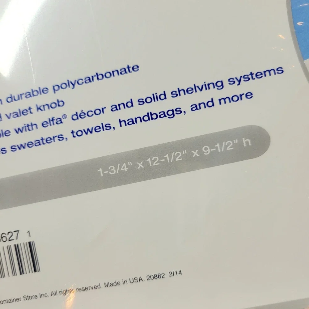 The Container Store Clear Shelf Divider with Valet Knob 1-3/4